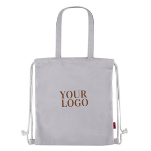 Bolsa con cordón y logotipo personalizado, hecha de 100% algodón con diseño personalizado para almacenamiento pequeño y viajes sin necesidad de usar las manos. - Product Image 2
