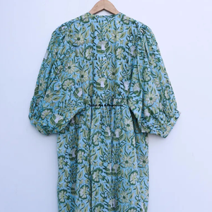 Beautiful floral Cotton Block Printed dress Dress For Casual wear Hand Block Printed Dress - Product Image 3