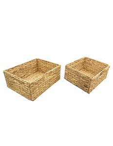 Handwoven Water Hyacinth <b>Storage</b> Basket Rectangular Wicker Organizer <b>Bin</b> with Handles for Home Office - Product Image 4