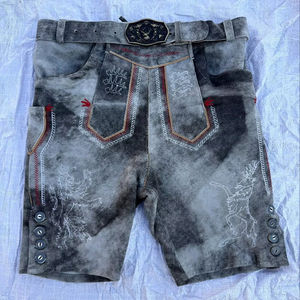 Pantalones Cortos Bávaros de Cuero de Gamuza con Bordado para Hombre, Cintura Media, Estilo Trachten, para Oktoberfest - Product Image 1