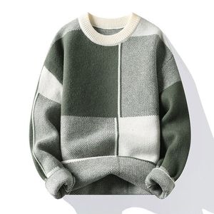 เสื้อสเวตเตอร์ไหมพรมผู้ชาย แขนยาว สีกรมท่า ขาว ระบายอากาศได้ดี ผลิตจากผ้าขนสัตว์/อะคริลิก รุ่น 2027 - Product Image 5
