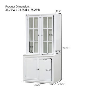 Vitrine haute de style traditionnel de 75,25 cm avec portes vitrées doubles, buffet de style chinois pour couloirs et salons - Product Image 2