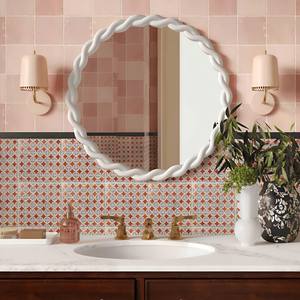 Espejo de Pared Redondo de Madera Tallada con Diseño de Cuerda, Estilo Vintage, para Sala de Estar - Product Image 4