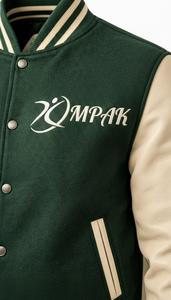 Sustainable Winter Hooded American Style Satin Chenille Varsity <b>Jacket</b> with Front Logo Unisex Polyester/Cotton - Product Image 5