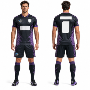 Custom <b>Soccer</b> Uniform Jersey And Shorts Recycled Polyester Custom Player Name Moisture Wicking Custom Logo Embroidery - Product Image 1