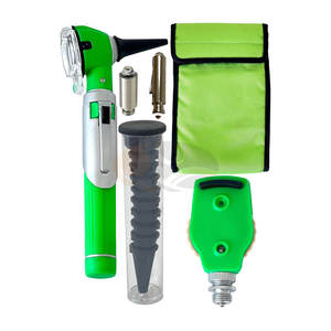 Ensemble d'otoscopes et d'ophtalmoscopes vétérinaires manuels en acier inoxydable à fibre optique pour diagnostic ORL – Examen médical professionnel - Product Image 1