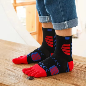 Blue Green Geometric 5 Toe Athletic <b>Socks</b> Ankle Length Quick Dry Knitted for <b>Running</b> Adults Summer Wear - Product Image 4