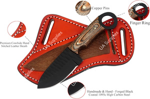 มีดทำมือจากเหล็ก 1095 แบบเต็มด้ามคมกริบ มีรูสำหรับนิ้วมือ เหมาะสำหรับการล่าสัตว์ ตั้งแคมป์ พกพา ใช้ในชีวิตประจำวัน ด้ามไม้ปักก้า คุณภาพระดับอุตสาหกรรม รับผลิตแบบ OEM/ODM - Product Image 2