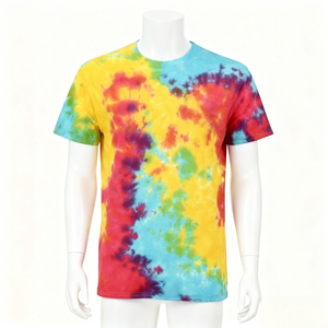 เสื้อยืดคอกลมผู้ชายแฟชั่น 100% ผ้าฝ้ายคุณภาพสูง ทรงโอเวอร์ไซส์ ลายมัดย้อม สไตล์สตรีทแฟชั่น ขายส่ง ปี 2026 - Product Image 1