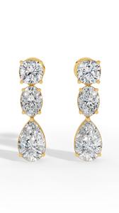 Pendientes de Oro de 18K de Primera Calidad con Combinación de Piedras en Corte Cojín, Ovalado y Pera, Joyería de Lujo para Novias y Bodas, Proveedor Mayorista - Product Image 5