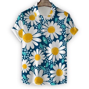 Camiseta de Manga Corta para Hombre, Estampado 3D de Margaritas y Crisantemos, 100% Algodón, Transpirable, Casual, de Verano, Talla Grande - Product Image 6
