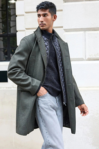 เสื้อโค้ทลำลองผู้ชายสำหรับฤดูหนาว ความยาวปานกลาง ไซส์ใหญ่ ผ้าขนสัตว์ 100% เสื้อโค้ทหนา คอวี ระบายอากาศได้ดี แห้งเร็ว ติดกระดุม ขนห่าน - Product Image 6