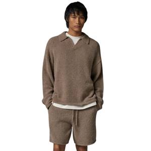 Polo de Manga Larga de Punto Bouclé Marrón, Cálido y Moderno, Diseño Clásico con Tela de Punto Suave - Product Image 6