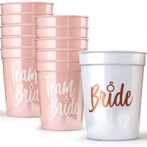 Macaron Pink <b>Team</b> <b>Bride</b> to Be Bachelorette Party Cups, Wedding Shower Bridesmaid Gifts - Product Image 1
