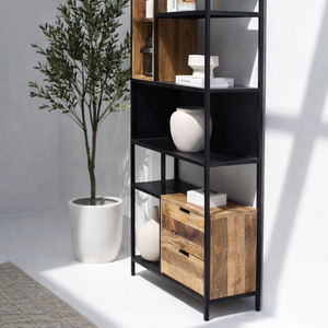 Librería Industrial de Madera Vandana Merino Falcon, Mueble de Almacenamiento Moderno de Metal y Madera - Product Image 3