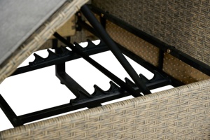 Conjunto de Sofá de Jardín de Ratán para Exteriores, Mesa de Centro, Chaise Longue Gris, Diseño Moderno, Resistente a la Intemperie, Estructura de Acero, para Sala de Estar - Product Image 4