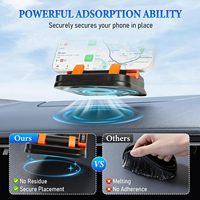 Support de téléphone rotatif à 360° pour tableau de bord de voiture, avec poignées antidérapantes et utilisation à une main, support de téléphone portable pour voiture avec plaque de numéro de stationnement