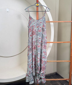 Venta al por mayor Boho Maxi Vestidos para Mujeres Spaghetti Strap Ruffle Summer Beach Wear Poliéster Mezcla de Seda Flowy Impreso Vestidos Casual - Product Image 3