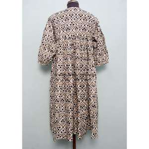 Robe longue florale à franges pour femme, 100 % coton, style vintage évasé, pour événements formels, taille naturelle, écologique, vente en gros - Product Image 6