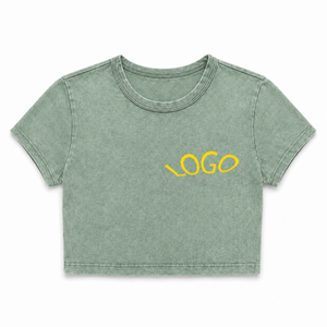 Débardeurs courts noirs pour femmes, respirants, brodés, col rond, manches courtes, en coton, style décontracté streetwear, OEM ODM, vente en gros - Product Image 4