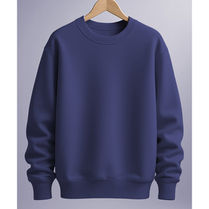 Sudadera de Cuello Redondo Negra para Hombre, Precio Económico al por Mayor, Corte Regular, Color Sólido, Tejida, Informal - Product Image 2