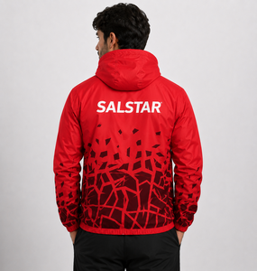Custom Sublimation Windbreaker <b>Jacket</b> Men <b>Lightweight</b> Hooded Sports <b>Jacket</b> <b>Waterproof</b> Outdoor <b>Running</b> Red <b>Jacket</b> Manufacturer - Product Image 2