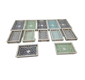 Plateaux de service de haute qualité en bois avec incrustations d'os, multicolores, certifiés EPCH, pour hôtels et restaurants - Product Image 2