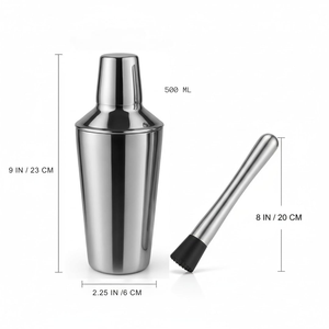 ชุดเชคเกอร์ค็อกเทลสแตนเลสสตีลทันสมัย 500 มล. พร้อมหัวบดในตัว ชุดอุปกรณ์บาร์ในครัวเรือน พร้อมที่กรองในตัว อุปกรณ์บาร์เทนเดอร์ อุปกรณ์เสริมบาร์ - Product Image 5