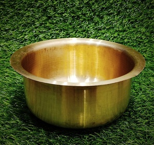 Indiano tradizionale pesante ottone puro Patila Tope Topia Bhaguna tondo cottura pentole utensili da cucina pentole e padelle finaldeal s8 - Product Image 2