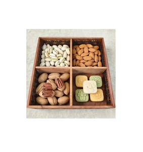 Premium Wooden Handmade Polished Square Shape Dry Fruit Tray Compartments Server Plate for <b>home</b> and Restaurant Table use - Product Image 3