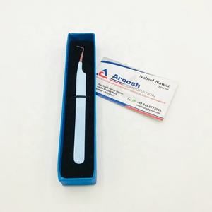 Pinzas de extensión de pestañas de acero inoxidable de alta calidad, Punta puntiaguda de oro rosa de 90 grados, azul cielo, Aroosh Corp, personalizado, 2017 - Product Image 3