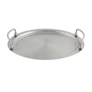 Professional Line Round Flat Platter Gold Sphere Accent Wire Handles Stainless Steel Serving <b>Tray</b> For <b>Buffet</b> Plating Steel <b>Tray</b> - Product Image 6