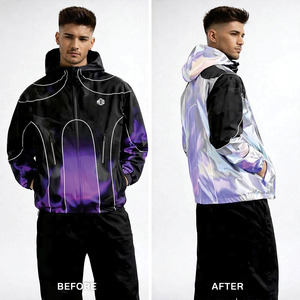 Trendy Color Changing Nylon <b>Jacket</b> Thermochromic Streetwear Heat Reactive <b>Zip</b> <b>Up</b> Windbreaker Waterproof <b>Jacket</b> for men OEM Bulk - Product Image 3
