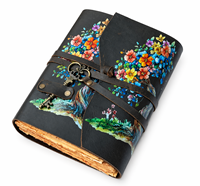 Carnet artisanal en cuir souple avec motif Arbre de Vie et Attrape-rêves, 100 feuilles de papier vintage à bords festonnés, journal intime, cadeau