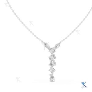 Lab Grown Diamond Multi Shape Y Lariat Necklace 14K 18K <b>Solid</b> <b>Gold</b> Fine Women Jewelry Factory Direct Wholesale B2B Supplier - Product Image 3