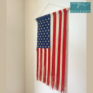 Tenture murale du drapeau américain en macramé bohème moderne pour la décoration de la maison le jour de l'indépendance américaine ou le 4 juillet - Product Image 6