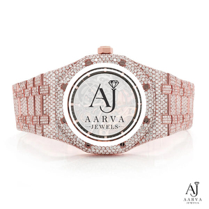Reloj de Cuarzo de Acero Inoxidable con Moissanita en Tono Oro Rosa, Esfera Octogonal de 41 mm, Correa con Hebilla, Números Romanos, Lujoso y Moderno - Product Image 4