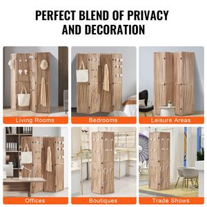 Divisorio in Legno a 4 Pannelli Alto 66,9 Pollici, Paravento Pieghevole Portatile Intagliato per Interni, Schermo per Privacy e Decorazione d'Interni - Product Image 6