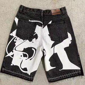 Pantalones Cortos de Mezclilla para Hombre, Estilo Veraniego, con Bordado Desgastado, Parches, Estampado Personalizado, Lavado Descolorido por el Sol, Diseño Único, Precio Bajo - Product Image 2