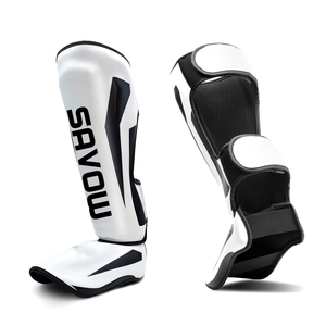 Espinilleras personalizadas de cuero para Muay Thai, artes marciales, boxeo y kickboxing, con protección para el empeine, para entrenamiento. - Product Image 1