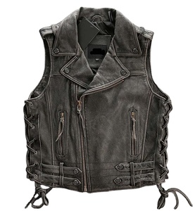 Gilet en cuir antique pour hommes en détresse grande taille en cuir de vachette véritable - Product Image 1