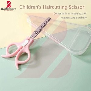 Ciseaux à effiler les cheveux ergonomiques avec manche en plastique rose clair, poignée large, ciseaux professionnels pour barbier, outils de coiffure pour salon - Product Image 2