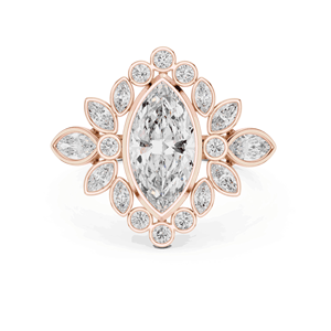 Anillo de Halo con Diamantes Cultivados en Laboratorio de 1.50 CTW en Oro Sólido de 18K con Detalles Florales de 0.61 CTW EF para Compromisos Elegantes - Product Image 5