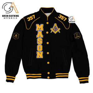 Chaqueta de béisbol de poliéster para hombre, estilo universitario, ecológica, de secado rápido, con cremallera, personalizada, para invierno, para Maestros Masones, venta al por mayor - Product Image 2