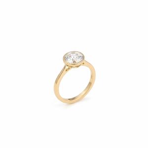 Bague solitaire en or jaune véritable 14K 18K avec diamant de laboratoire taille ronde, pour mariage, fiançailles, promesse, cadeau de Saint-Valentin pour femme - Product Image 3