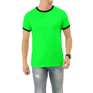 Men's <b>White</b> Short Sleeve T-<b>Shirt</b> <b>Slim</b> <b>Fit</b> O-Neck Contrast Trim 100% Cotton Jersey Comfortable Casual Solid Color - Product Image 3