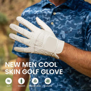 Premium Leather Golf Gloves Cabretta Sheepskin Non Slip Breathable Left <b>Hand</b> <b>Men</b> Pro Tour Hook Loop Closure Raised Rubber Print - Product Image 4