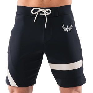 Shorts de Playa para Hombre, Color Azul Marino y Blanco, de Secado Rápido, con Cordón Ajustable, para Surf y Natación, Ropa Deportiva Acuática Premium - Product Image 1