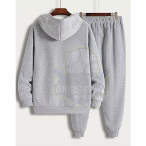 Heavyweight Eco-Friendly Streetwear Solid Hooded Track Suit for Men Cotton Fleece Pullover Sweatshirt Jogger <b>Pants</b> Custom Made - Product Image 2