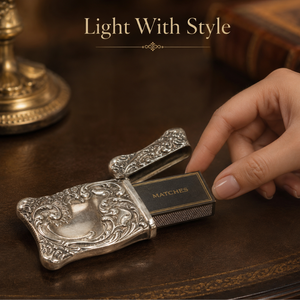 Vintage Silver Metal Match Safe Holder Ornate Decorative <b>Matchbox</b> Case Luxury Home Decor Accessory for Candles Fireplace Use - Product Image 3